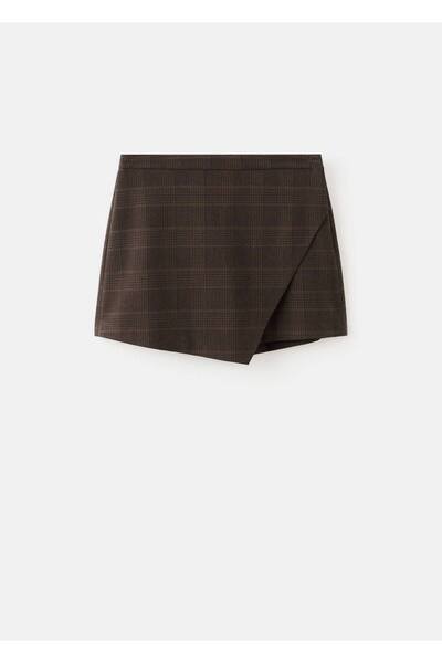 MANGO Woman Damalı asimetrik etek