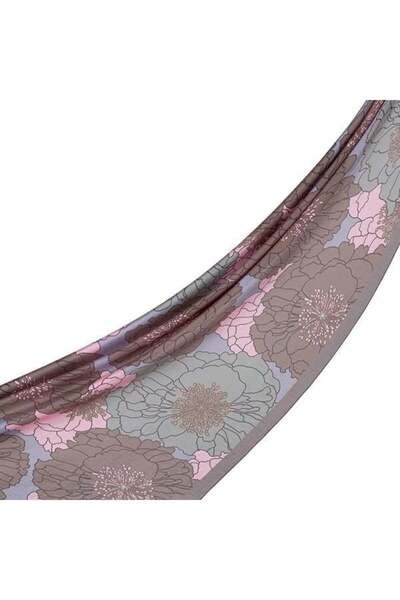 ipekevi Şal Tensoft cu model - Model Coș de Hortensie - Pudră Gri