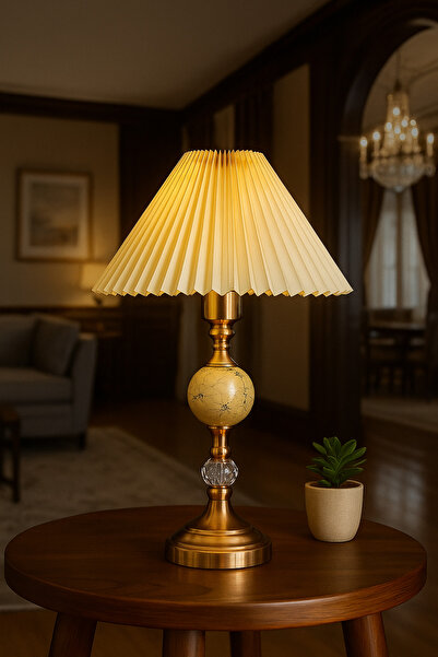 EvLight A Plus Modern Crystal Swan Model Lampshade with Gold Fabric Head