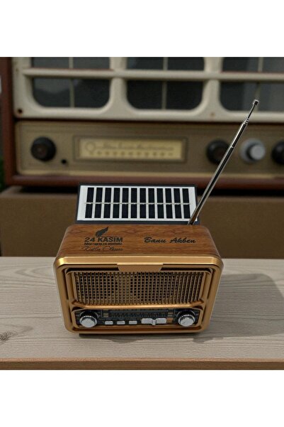 Yaprak Hediyelik Kişiye Özel İsimli Retro Radyo Bluetooth Hoparlör – Güneş En...
