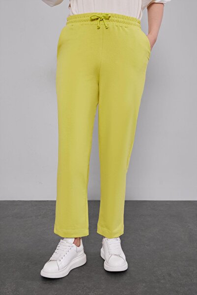 Levidor Pistachio Green Elastic Waist Sports Pants with Pockets