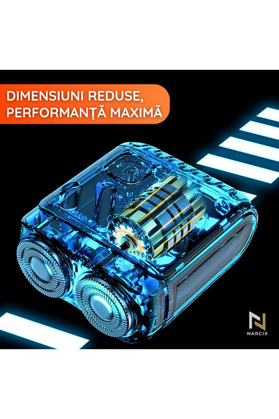NARCIX Portable Shaver - Mini Electric Shaver with 2 Rotating Heads, IPX7, USB-C, Orange