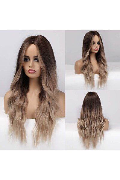 animis beauty Satin Wig with Honey Blonde, Premium synthetic fiber with a look, long wavy hair, 65 cm