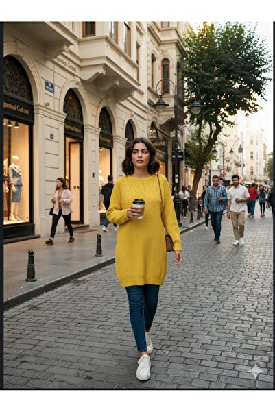 Cockatoo Women's Yellow Pearl Stone Detailed Knitwear Sweater