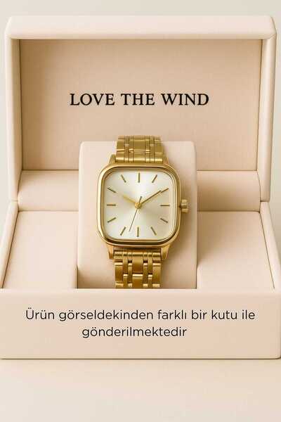 Love The Wind Square Case Dial Gold Women's Wristwatch
