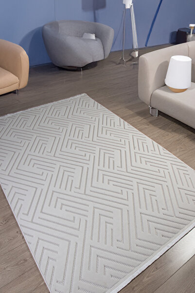 Santiva Home Krem Sisal Bukle Dokuma Hasır Makine Halısı Saçaklı Kaymaz Oturma Salon Mutfak Çocuk Oda Yolluk