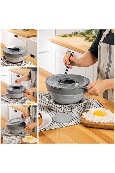 Funny Life Collapsible Mixer Mixing Bowl and Storage Container with Lid, Foldable Storage Container