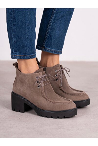 ECENİN BUTİĞİ Arwen Vizon Süet Hakiki Deri Kadın Bot
