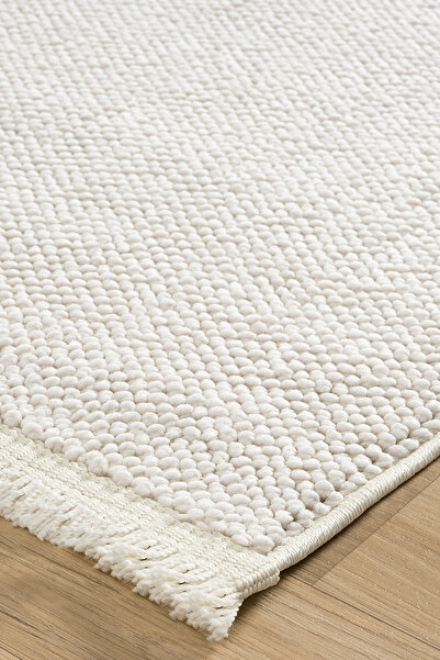 Santiva Home Beyaz İskandinav Bukleli Yumuşak Bohem Salon Koridor Mutfak Çocu...