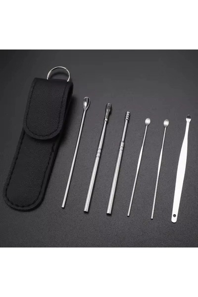 Zenorius Set profesional din oțel inoxidabil pentru curățarea urechilor, cu husă elegantă