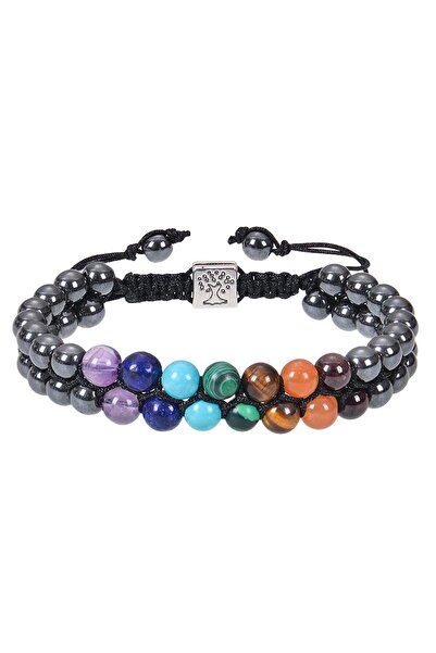 valkyrie Doğal Obsidyen – 7 Çakra Doğaltaş Bileklik Ayarlanabilir Enerji Deng...