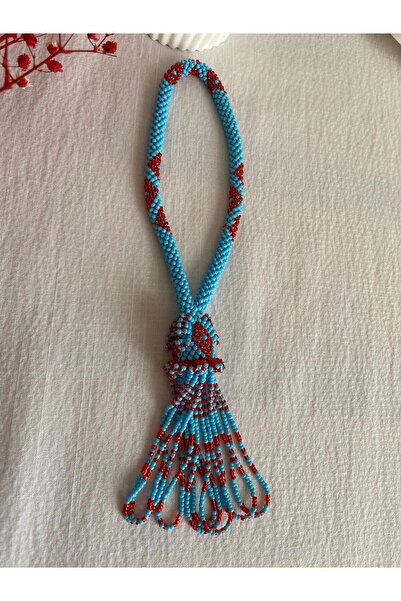 Handmade KUM BONCUK EL İŞİ BORDO MAVİ SALLAMA TESBİH