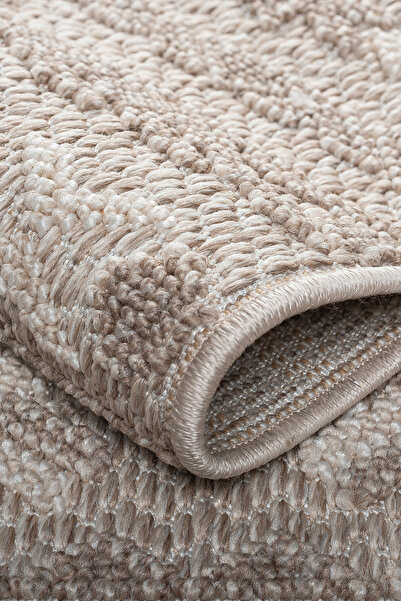 Santiva Home Kahve Krem Yumuşak Dokulu Halı Kilim Bukle Salon Koridor Yolluk Dokuma Makine Halısı Antialerjik