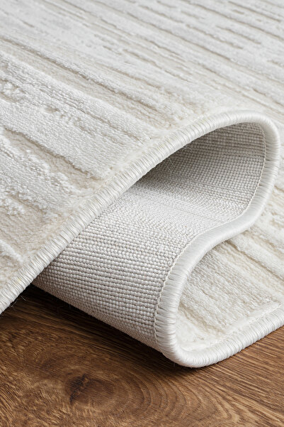 Santiva Home Cream Striped Dustproof Carpet Modern Living Room Floor Mat Anti...