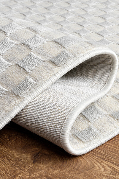 Santiva Home سجادة رمادية كريمية مقاومة للغبار، سجادة عصرية لغرفة المعيشة، بو...