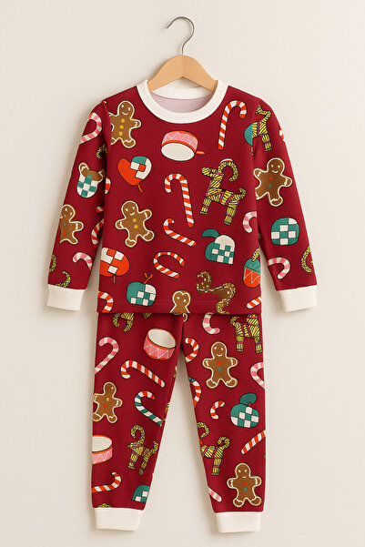 Moni Children's Stretch Fabric Combed Cotton Quality New Year Printed Pajamas Set