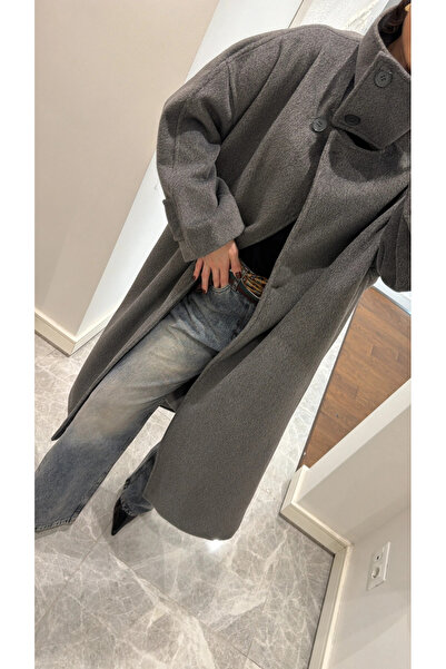 My Blog Grauer Vittoria-Mantel mit geknöpftem Kragen – 2511