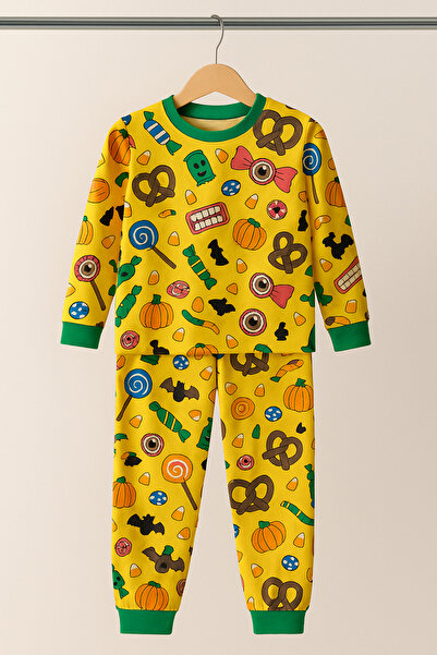 Moni Children's Stretch Fabric Combed Cotton Quality Candy Printed Pajama Set