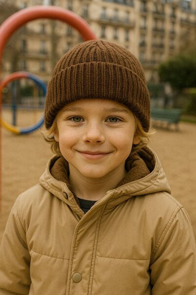 BALIENTE Beretă pentru băiat din lână maro material reiat 7-12 ani