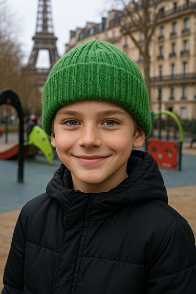 BALIENTE Beretă verde material reiat din lână pentru băiat 7-12 ani