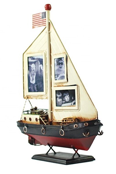 Dünyadan Hediyeler Decorative Picture Framed Metal Sailing Ship 35cm