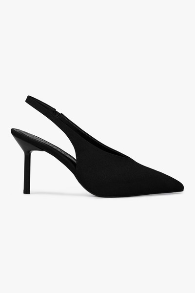 Shoeberry Women's Vetra Black Matte Satin Stiletto