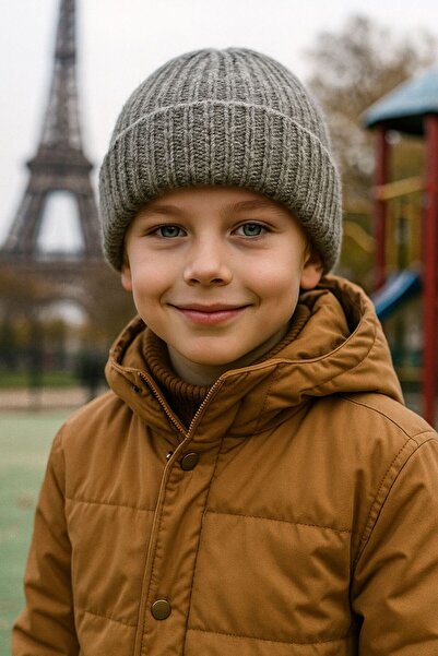 BALIENTE Beretă pentru băiat din lână Mink material reiat 7-12 ani