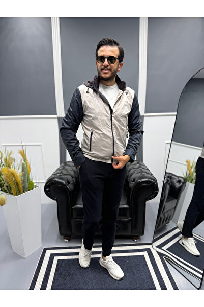 Avni Ceylan Double Color Men's Transitional Windbreaker Raincoat Parachute Fabric