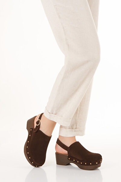 PASSAGE SHOES Women's Genuine Leather Clogs Sandals 6314 Brown Suede