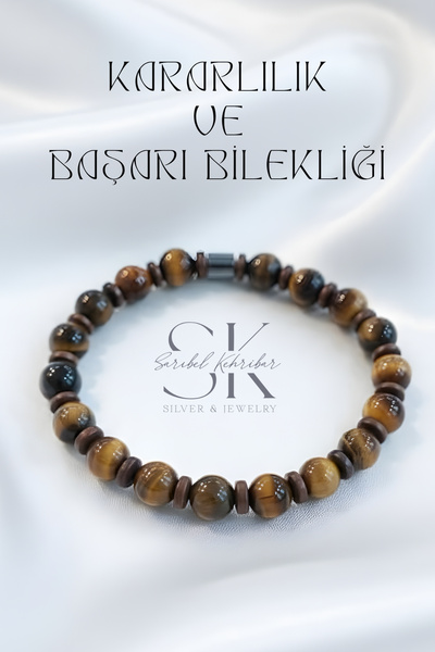 Sarıbel Kehribar Kaplan Gözü Kararlılık ve Başarı Bilekliği