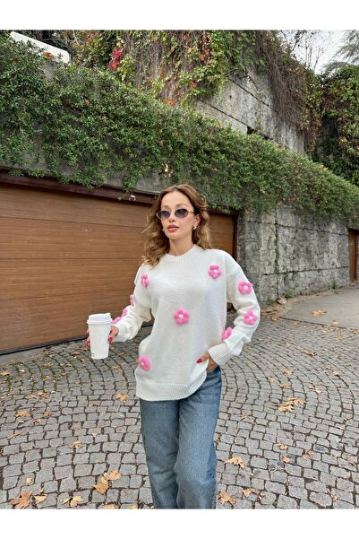 Flarsky Flower-Detail Women's Knitwear Sweater