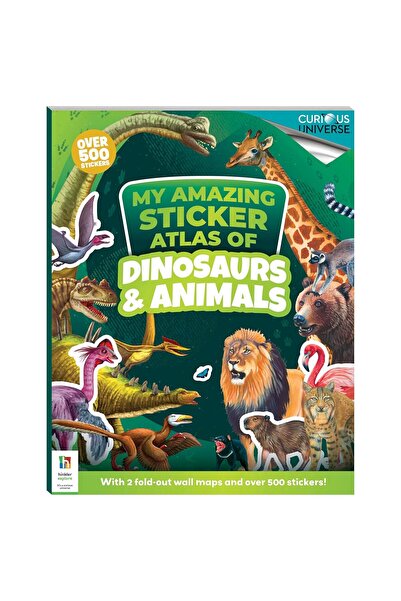 Hinkler Books Atlas cu autocolante Incredible Sticker Atlas Dinozauri și Animale