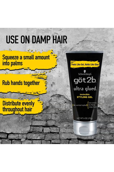 Got2B Invincible Super Stick Hair Styling Gel, 2 x 6oz Tubes + 1 x 1.25oz Travel Tube