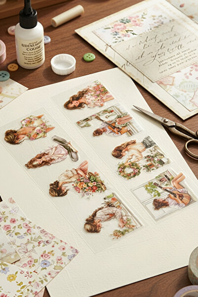 Kolbi Craft 8 قطع من ملصقات فتاة الزهور الشفافة لتخطيط اليوميات ودفتر القصاصا...