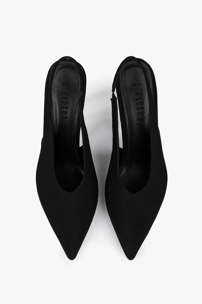 Shoeberry Women's Vetra Black Matte Satin Stiletto