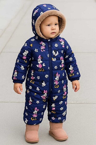 Monttini Cute Minnie Mouse Girls' Zippered Welsoft Cosmonaut Jumpsuit