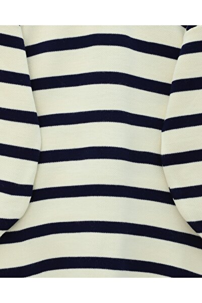 Modamorfo Polo Neck Buttoned Striped Knitwear Set - Navy