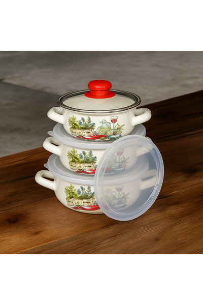 FODİS Enamel Cook Hide Cookware Set 9 Pieces