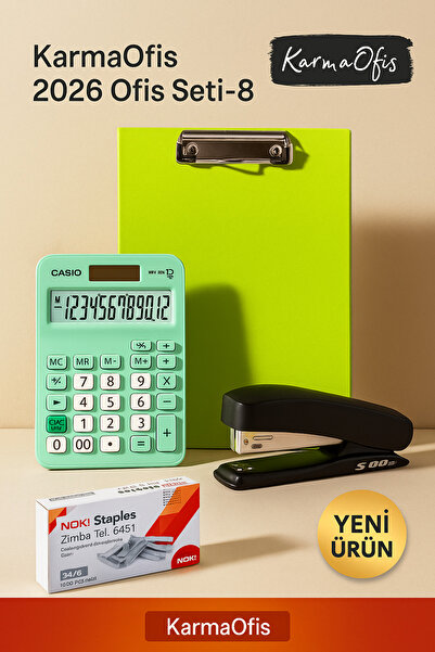 KarmaOfis 2026 Office Set-8– Red Secretarial File, Calculator, and Stapler Set (New Product)