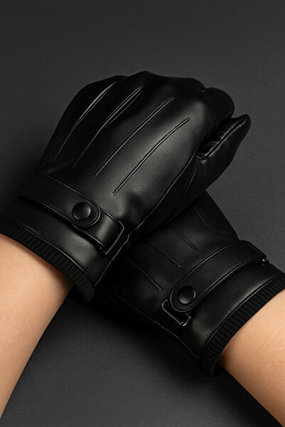 Özyer Çeyiz Faux Leather Gloves for Cold Winter Months for Motorcycle Skiers