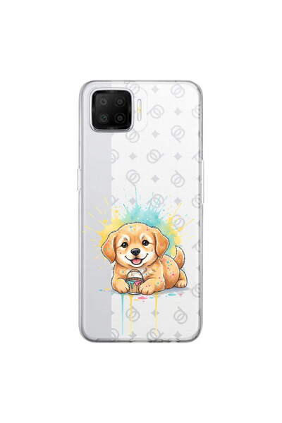 PrintiFy Oppo A73 ile Uyumlu Splash Köpek Tasarımlı Şeffaf Silikon Kılıf
