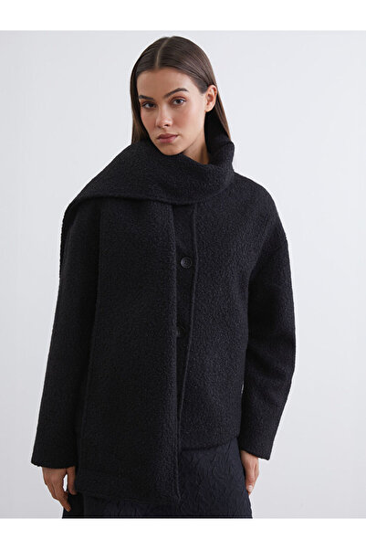 LC Waikiki Black shawl collar women's coat