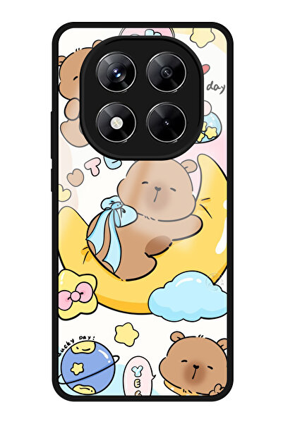 WANNA PROTECT غطاء هاتف لامع بنمط الكابيبارا مع حماية للكاميرا لهاتف شاومي ري...