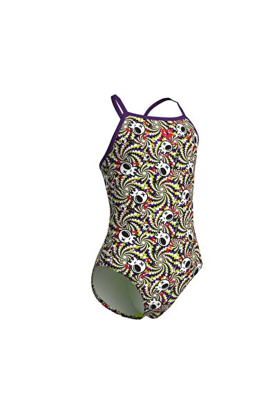 ARENA Girl's Fun Skulls Swimsuit Lightdrop Back L Multi Black-Plum
