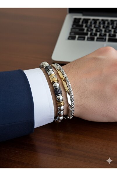 Naviforce Yaylı Paslanmaz 3’lü Çelik Erkek Bilekliği