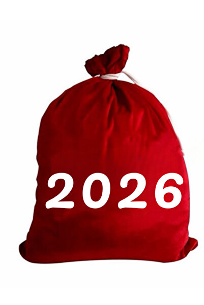 Annee Bakk Baskılı Kadife Kumaş Noel Baba Hediye Çuvalı, Noel Hediye Torbası