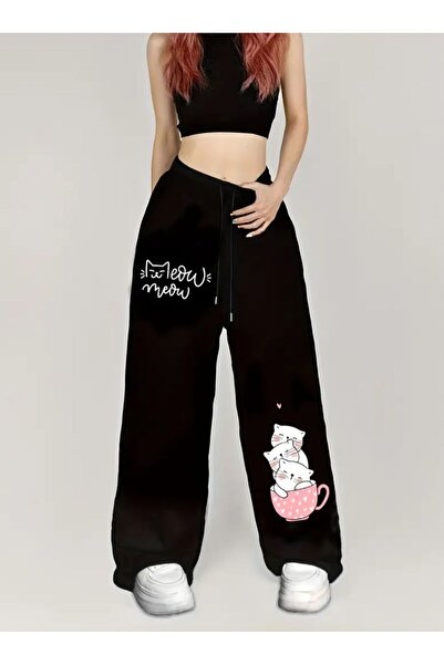 Le Vion Kadın Baggy Baskı Detaylı Bol Kesim Pantolon ALTI Esnek Rahat Kumaş E...