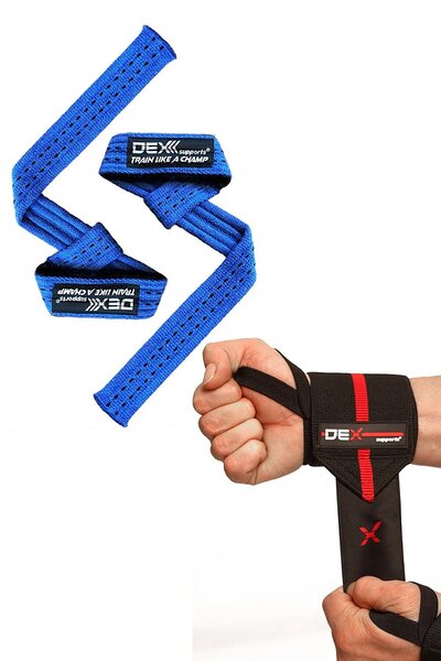 Dex Supports Sports Wrist Wraps Elite, Weight Lifting Strap Lifting Straps Blue Set of 2