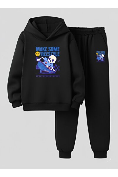 LORVEX Set cu glugă pentru băieți MAKE SOME, hanorac imprimat cu 3 fire, mode...