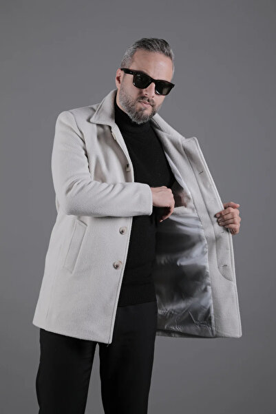 OHEPMODA Men's Cashmere Coat with Hidden Buttons